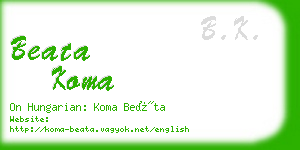 beata koma business card